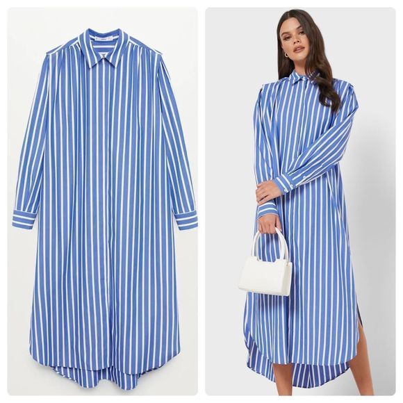Mango Dresses & Skirts - Mango Cotton Striped Shirt Dress New Oversized